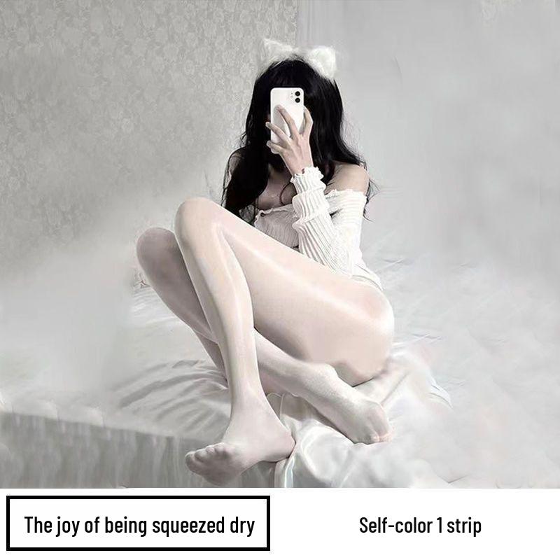 Perleťové dámské punčochy - Lesklé černé a bílé hedvábné, Ultratenké, Zeštíhlující, Šedé punčochové kalhoty pro vylepšení pokožky na léto.