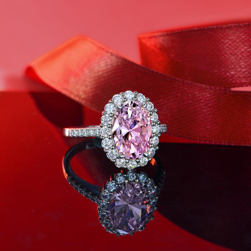 Gica Gema Anéis de diamante de alto carbono 925 prata esterlina 8*12mm 3 cores oval pedra preciosa design exclusivo romântico fino joias de dedo presentes de festa de casamento