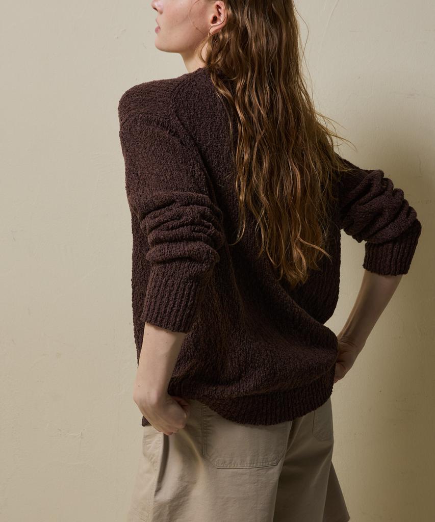 SHINE ON YOU Cotton Blend Loose Knit_ Deep Cocoa Brown