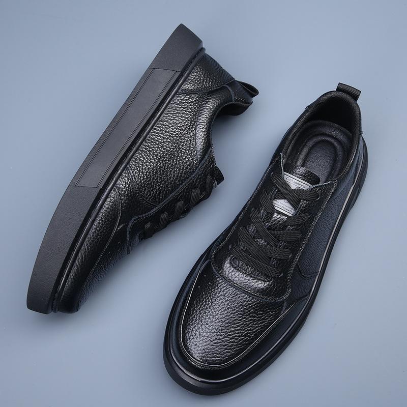 Autumn New Shoes for Men Genuine Leather Casual Shoes Fashion Flat Skateboard Shoes Youth Lace-up Sneaker