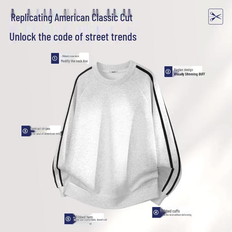 MINISO Men's Retro Loose Fit Round Neck Sweatshirt