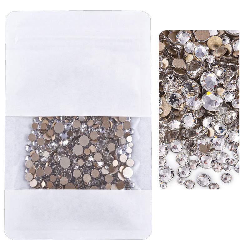 

Смешанный размер маникюрного сверла с золотым дном и плоским дном, стеклянные восемь больших и восемь маленьких сверл для ногтей, ювелирные изделия смешанного размера со стразами Super Flash SS4-SS30 mixed size, about 1440 pcs