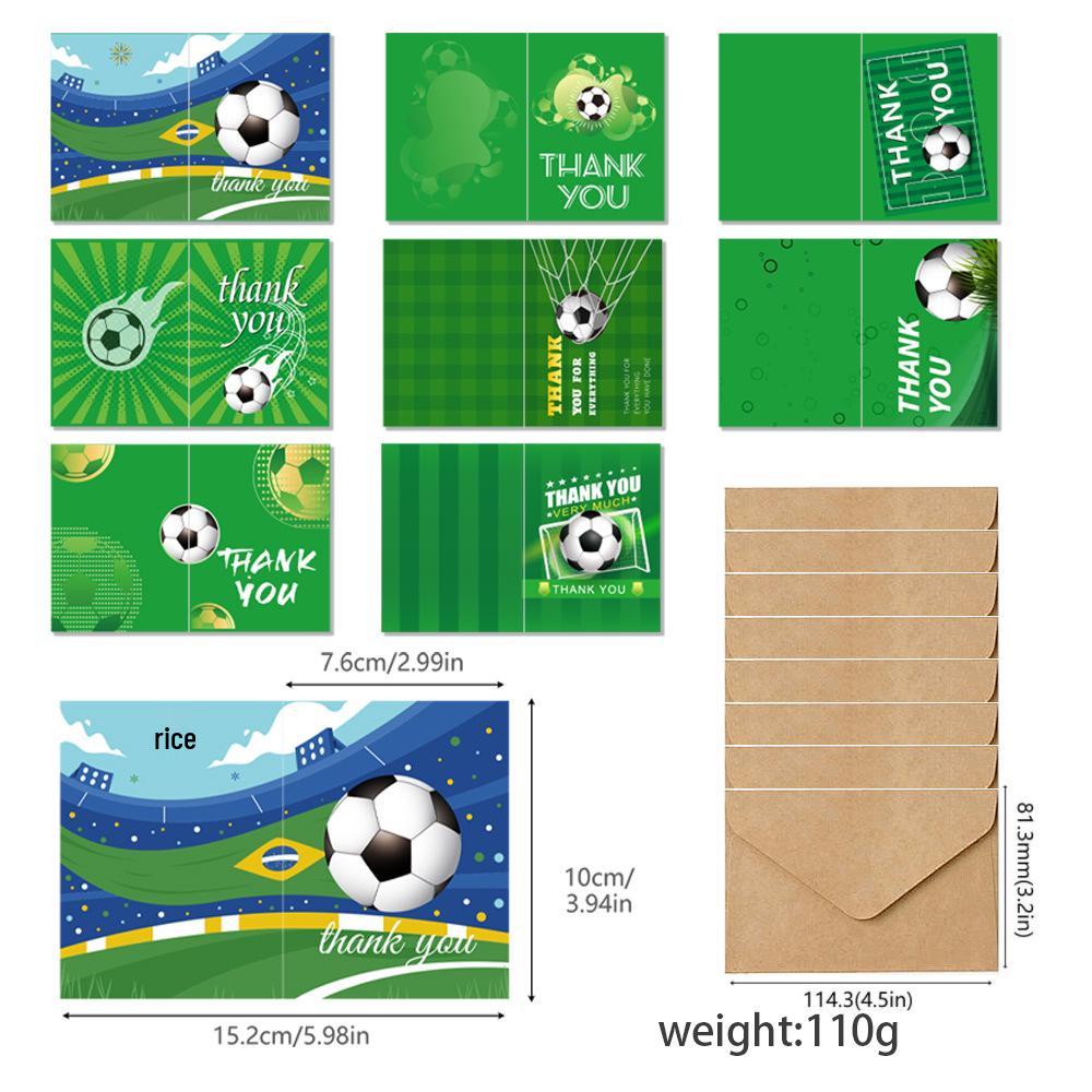 World Cup Football Theme Green Field Greeting Card & Envelope Set for Parties and Thank You Invitations