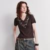 Women's Cooling Lyocell Blend V-Neck Embroidered T-Shirt