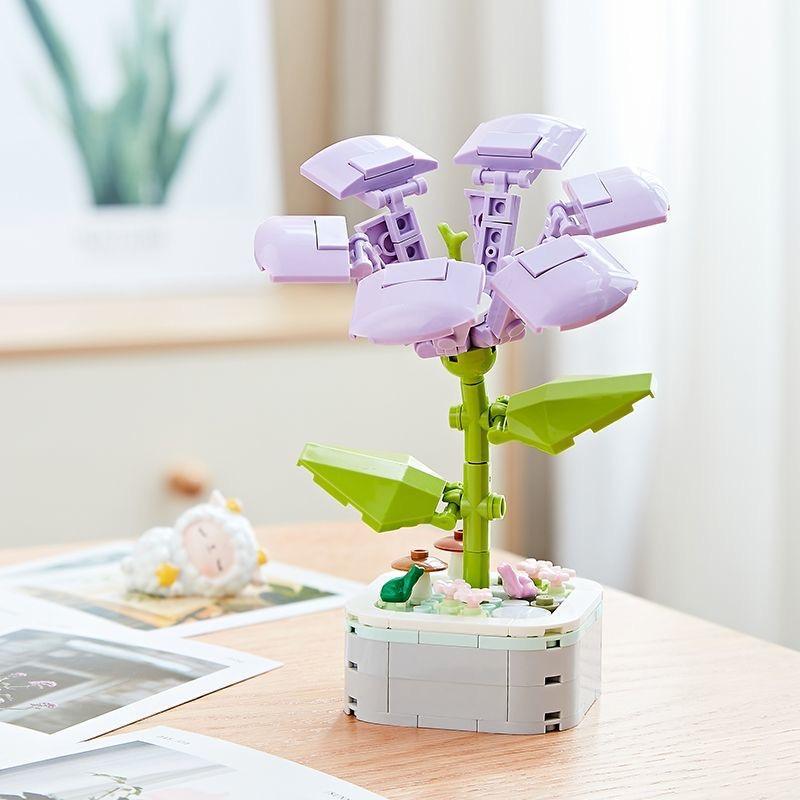 64 Styles Rose Flower Building Block Flower Eternal Bouquet Prickly Pear Model Plant Decoration Educational Toy For Kids Gift