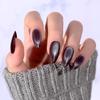 Stylish Cat Eye Press-On Nails: Medium Short Almond Teardrop Shape, 30-Piece Set, Simple Luxury Nail Art.