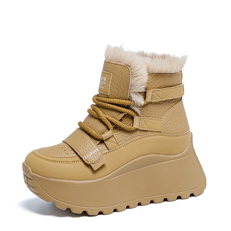 Thick-soled inner heightening women's shoes CM snow boots winter new velvet thickened warm non-slip white short boots