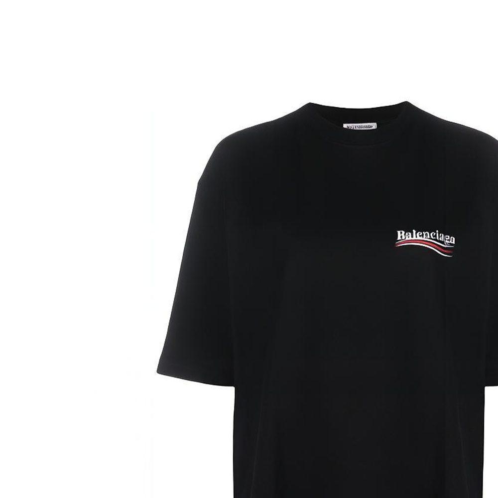 Balenciaga Political Campaign SS20 Drop Shoulder Sleeve T Shirt Women's Black Loose Fit Edition 620941TIV521070