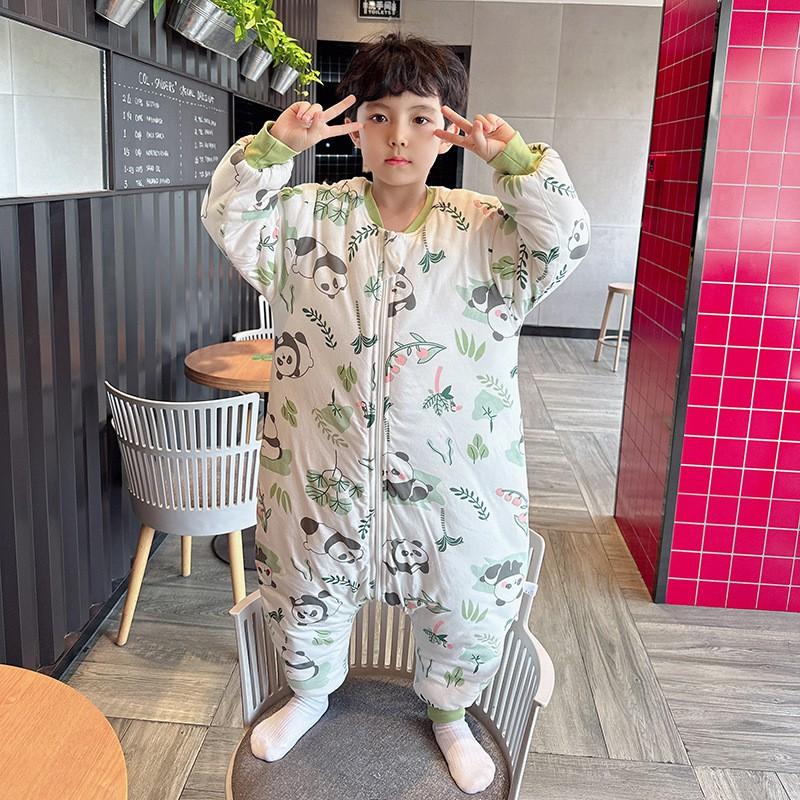 Thick Cotton Sleeping Bag Toddlers Winter Warm Footed Pajamas Unisex Kids Sleepwear With Cartoon Print