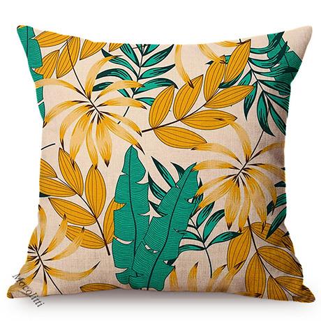 Cotton And Linen Cushion Cover, Tropical Jungle Floral Style, Banana Leaf, Frangipani, Sofa Pillow Case, Home Decoration