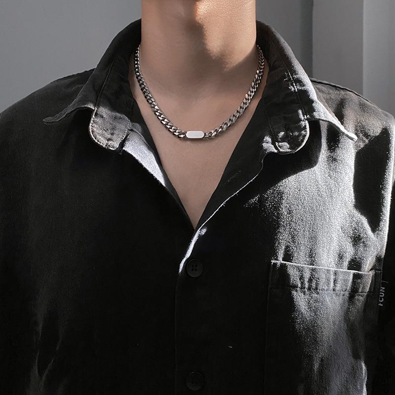 

High-end, Niche Hoodie Necklace Accessory Cuban Chain Men s Plain Chain серебряный