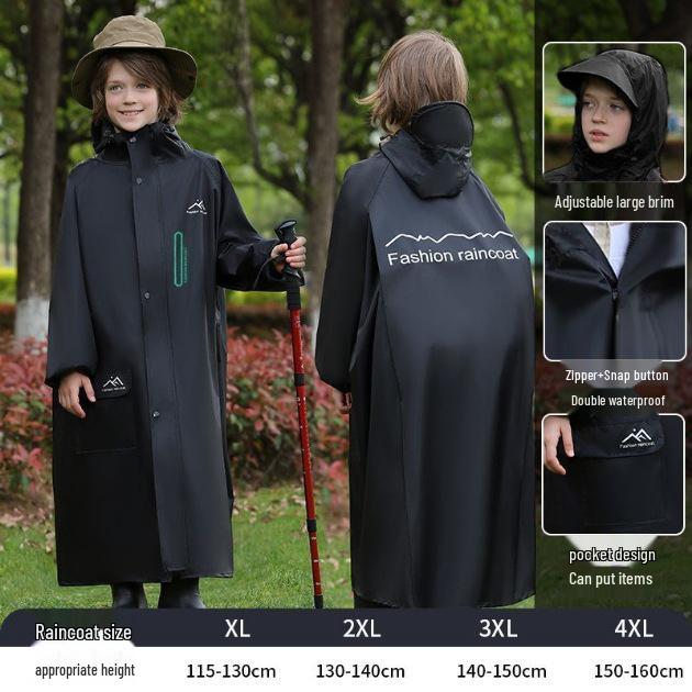 Kids' Full-Length Raincoat with Backpack Space - Heavy Rain Protection for Primary School Girls & Boys, Durable Oxford Cloth
