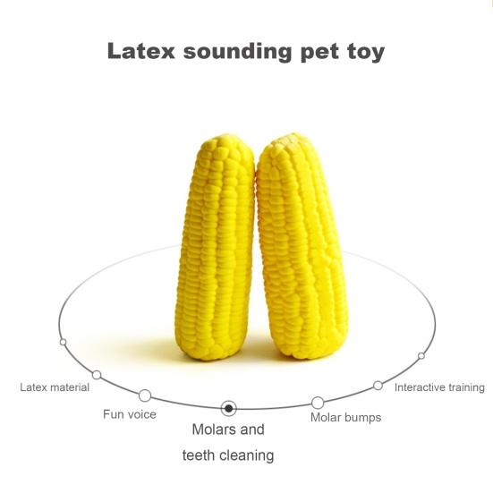 Yousheng Corn-shaped Dog Chew Toy Interactive Squeaky Corn Stick Teeth Cleaning Toy Funny Pet Sound Toy for Small Medium Large Breed