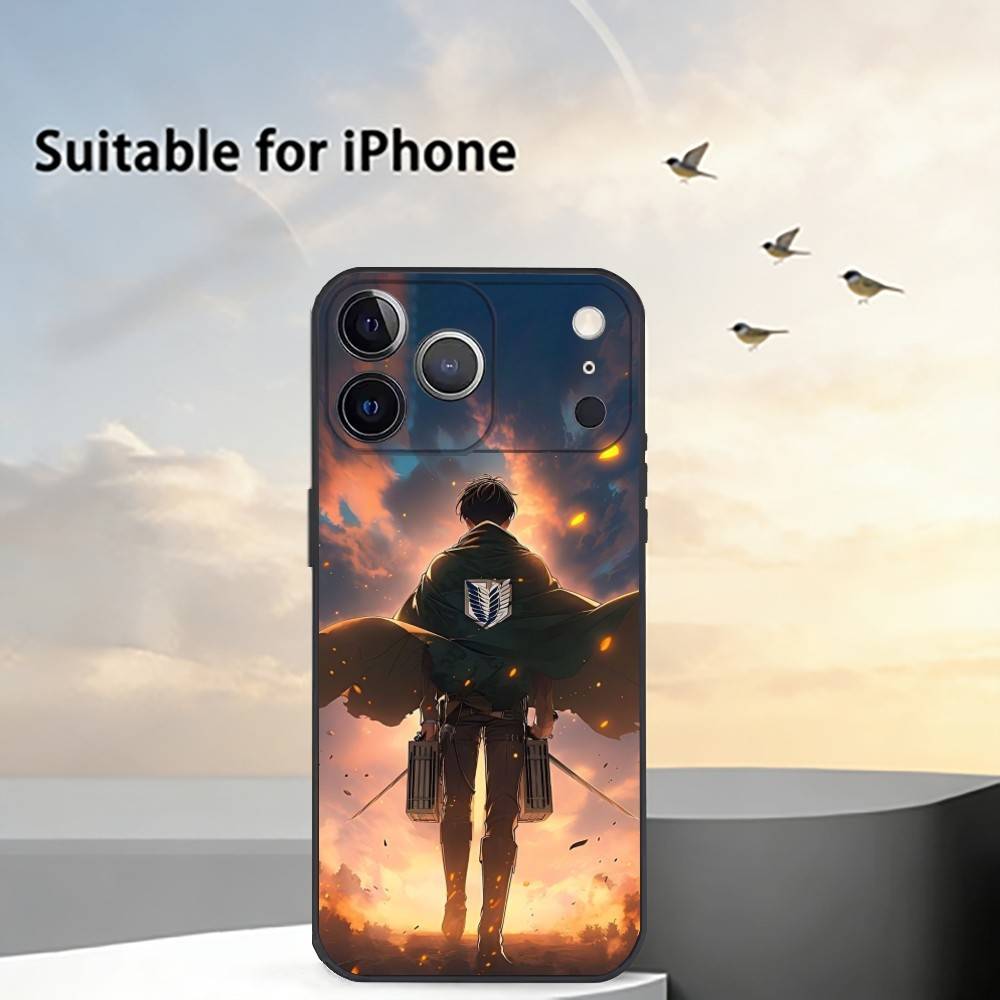 

Anime Attack on Titan Phone Case For iPhone 17,16,15,14,13,12,11 Plus,Pro Max,XS,Soft Silicone Black Cover iPhone15