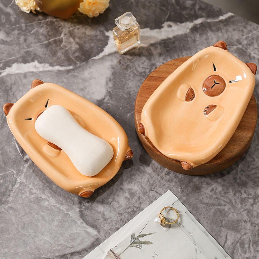 Sloping Base Capybara Soap Tray Cartoon Shower Soap Dish Soap Saver Tray Soap Container  Travel