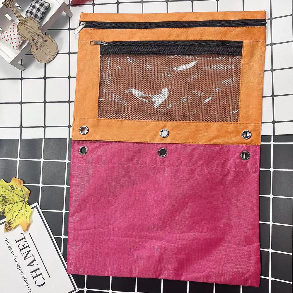 Oxford Cloth Three-Ring Binder & Pencil Case with Double Zippers