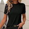 Ladies Summer Short Sleeve O Neck Solid Color Pullover T Shirt Top