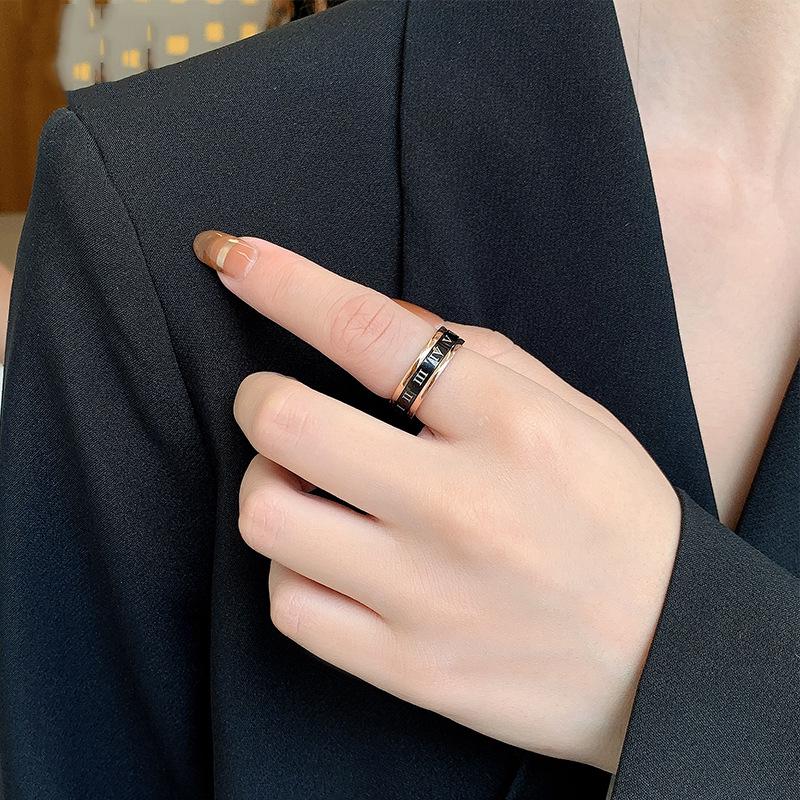 

Кольцо-спиннер из розового золота с римскими цифрами: Японская и корейская мода, Не выцветающий, Элегантный дизайн для указательного пальца для женщин Size 11 (US, Wider Fingers)