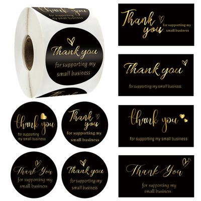 50/500PCS Black Thank You Stickers For Business Decor Thank You For Supporting My Small Business Card Packing Seal Label