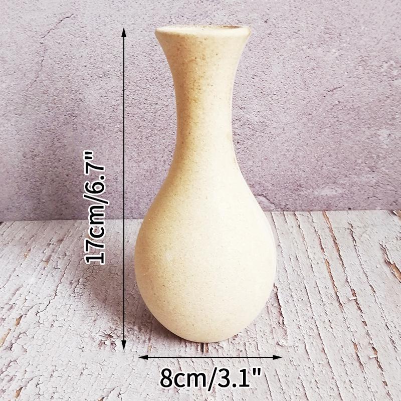 Wooden Flower Vase Retro Art Flower Bottle for Room Tabletop Ornament DIY Colored Painting Plant Pot Nordic Home Garden Decor
