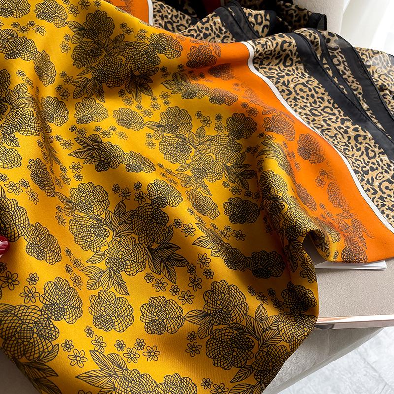 Print Scarf Spring Autumn Leopard Pattern Artificial Silk Scarf Shawl Female