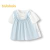 Balabala Girls' Faux Two-Piece Short-Sleeve T-Shirt