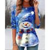 Christmas Women's T Shirt Graphic Vintage Fashion Stylish Long Sleeve Crew Neck Round Neck Regular Tops Daily Weekend Print Light Green