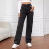 Damen Jeans Denim Gerade Hose Waschung Hohe Taille Locker Taschen Basics Knöchellang Y2k Blaue Hose Streetwear Leichter Stretch
