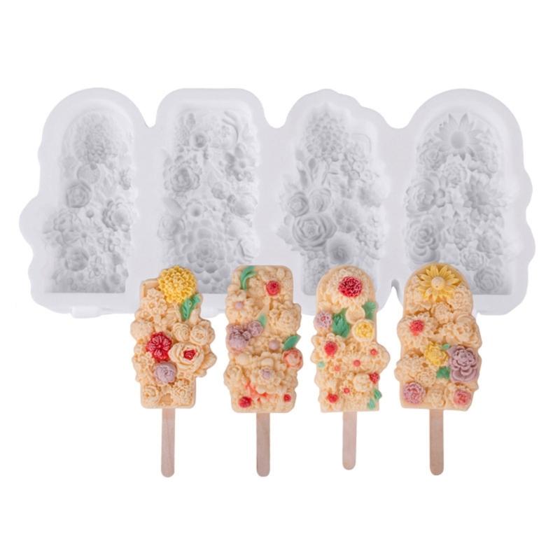 

Flower Silicone Mold Ices Ices Cream Mold Tray Easy to Clean белый