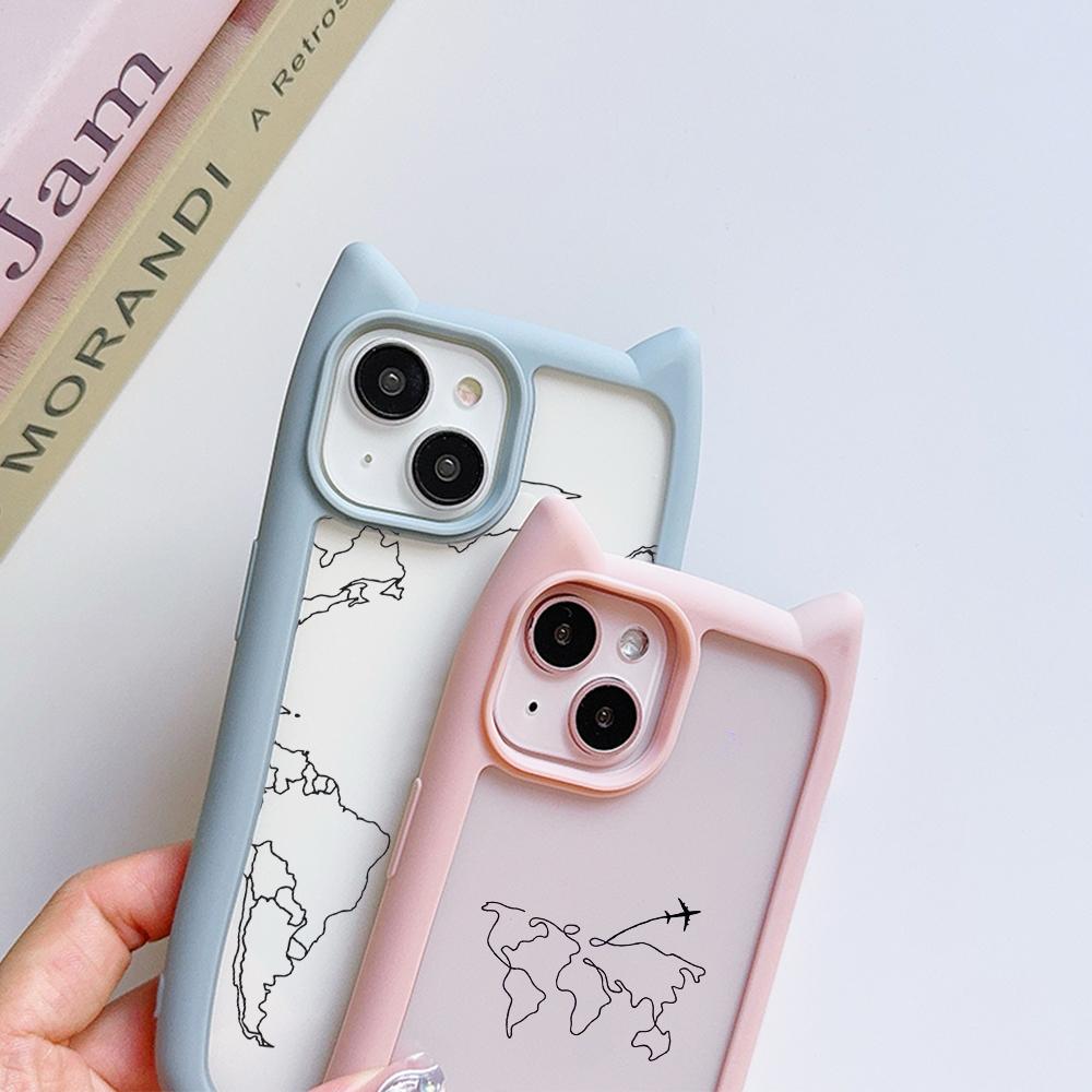 Мягкие чехлы для телефонов с кошачьими ушками для iPhone 16 15 13 12 11 Pro Max 14 Plus — фото 3