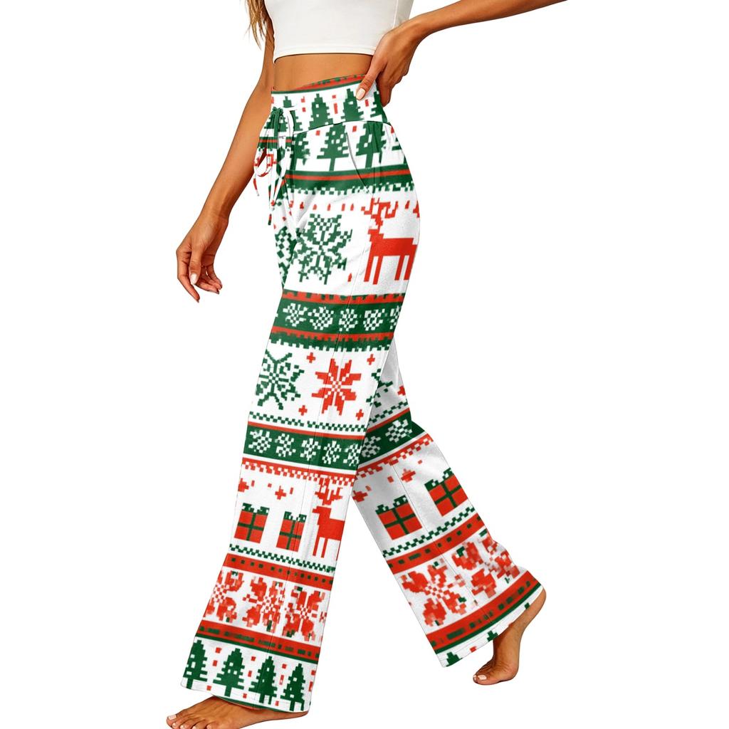 Women's Elastic Waist Casual Straight Leg Pants with Pockets for Everyday Wear