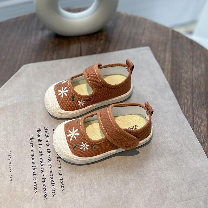 Girls' canvas shoes autumn new girls casual shoe embroidered girls' shoe anti slip children's canvas shoes cartoon child shoes