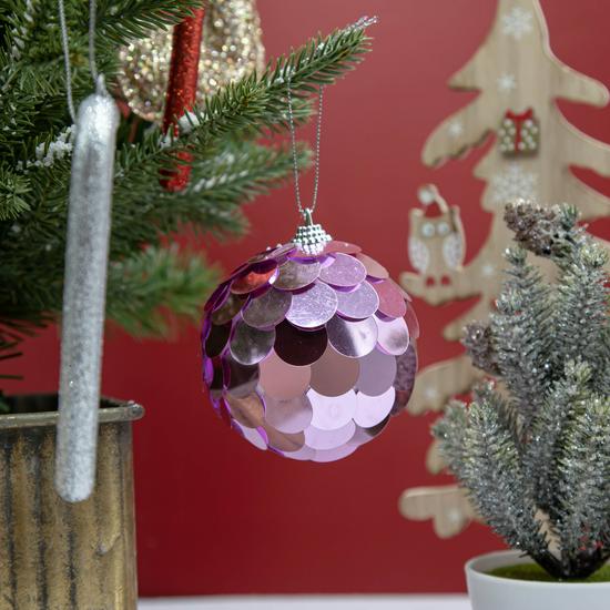 8cm runde Fischschuppen-Weihnachtsornamente: Gold, Grün, Rot, Rosa, Champagner Laserfarben