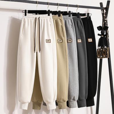 Herbst Lange Hosen Locker Baumwolle Damen Harem Gürtel Elastisch Solide Taille Jogginghosen
