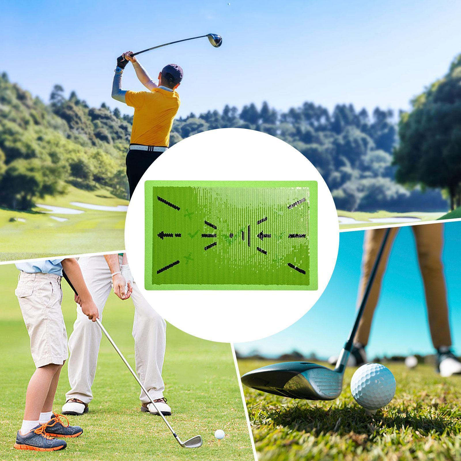 

Golf Hitting Mat Practice Batting Analysis Present Portable with Swing Path Feedbacks Black Wire