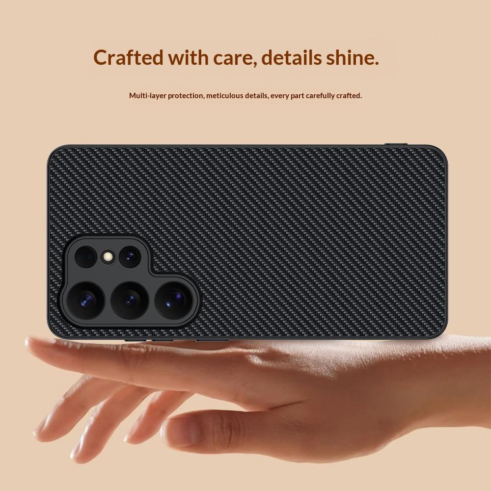 For Samsung Galaxy S26 Ultra Case Leather + PC Hard Phone Cover Carbon Fiber Texture