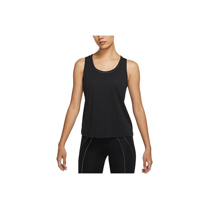 Nike Йога Dri-Fit металлизированная отделка однотонный быстросохнущий круглый вырез спортивный широкий ремешок жилет женский топ черный DD5805-010 M