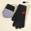 Knitted gloves, women's autumn and winter warm outdoor cycling cold-proof double-layer velvet thickened, touch screen gloves