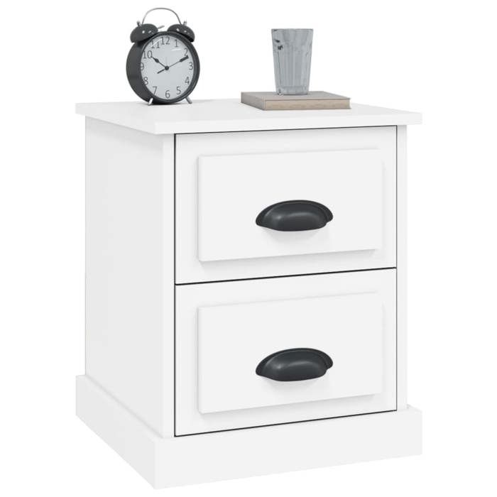 Table de chevet - Maison Exclusive - Blanc - 2 tiroirs - Bois d'ingénierie 39x39x47,5 cm