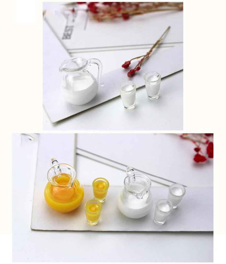 Moin Moin Miniature Scale Milk Cups Pitcher Set Doll Furniture Accessories Tableware Water Jug Summer Glass Ice Glass Realistic 2406mini50 1/6 + /