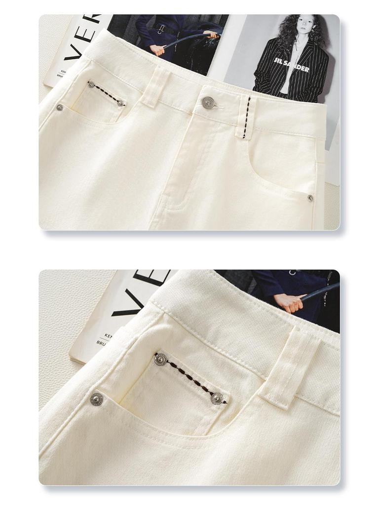 2025 Women's High-Waisted Yellow Wide-Leg Jeans: Slimming, Straight-Leg, Floor-Length, Spring Collection