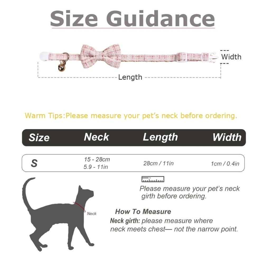 Cute Adjustable Cat Collars with Bell Removable Bowtie Puppy Collar Plaid Pattern Plaid Cat Collar for Kittens and Puppy