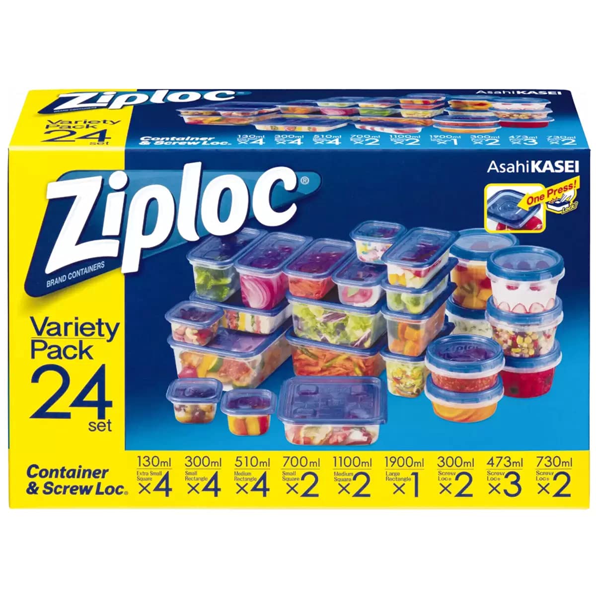 

Контейнеры Ziploc, 9 типов, 24 штуки, пластик