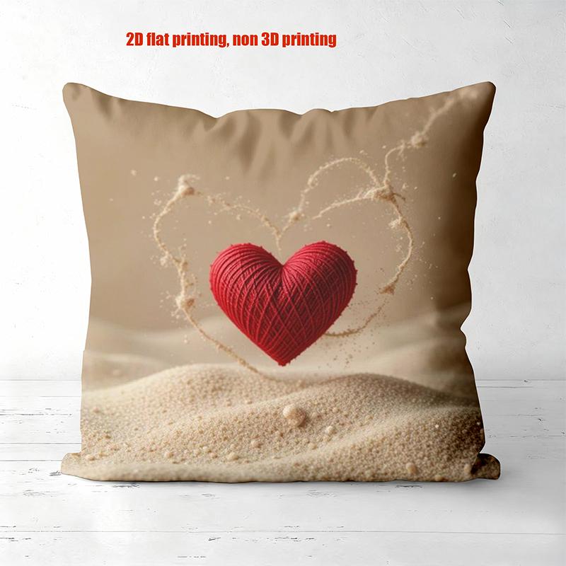 Heart Pattern Cushions 2D Printed Love Decorative Pillow Polyester Pillowcase, Sofa Decorative Cushion Cov Headboard Pillow