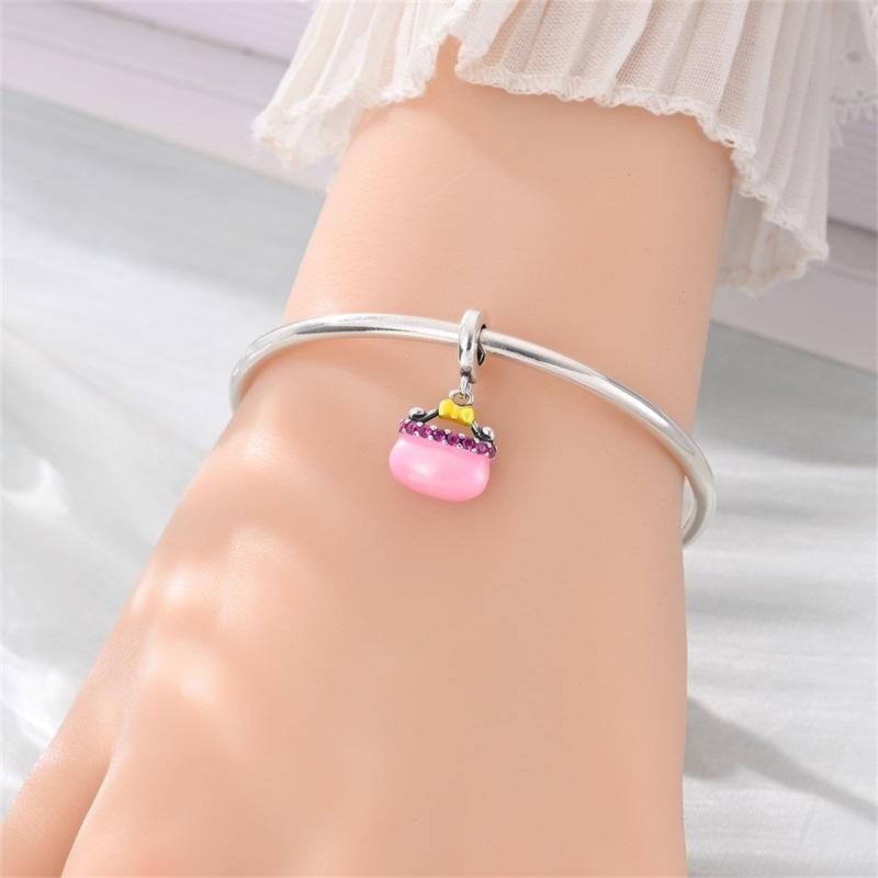 New Copper Romantic Love Flower Charms Pink Cup Butterfly Beads Pendants For Women Bracelet Engagement Jewelry Gift