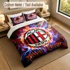 Set Biancheria da Letto 1 Copripiumino 2 Federe Stampa AC Milan Morbido Tessuto per Letto Decorazione Camera da Letto