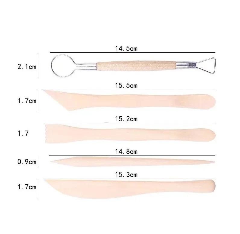 24pcs Set Soft Pottery Sculpture Tools Clay Sculpture Knife Ball Rod Drawing Embryo Indentation Stone Plastic Clay Tools