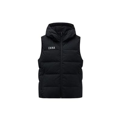 Training Series Solid Color Zipper Hooded Sleeveless Down Vest Women Vests Basic-Black 162347908-3
