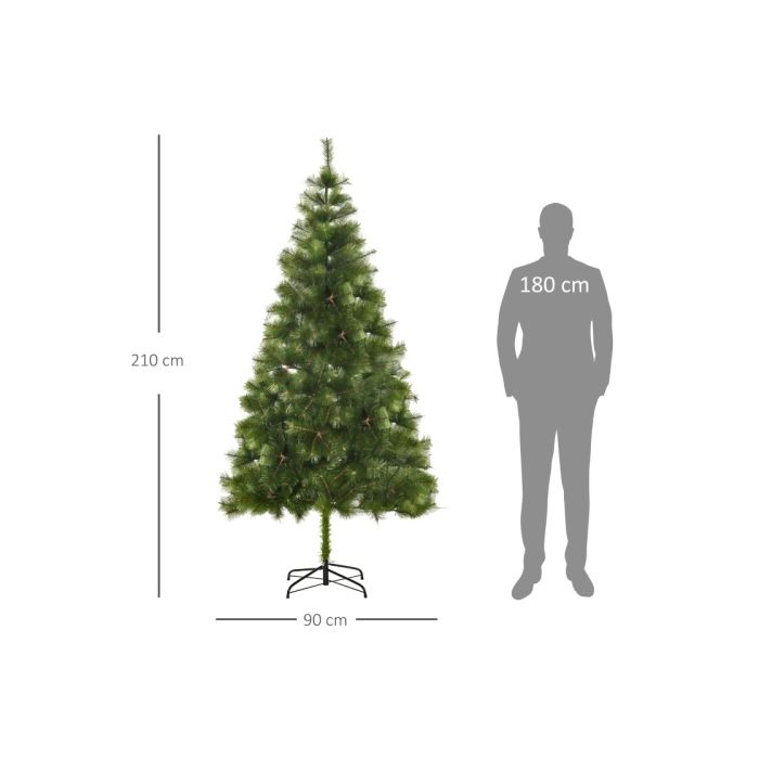 Sapin De Noël Artificiel HOMCOM 210 Cm Avec 505 Branches Et Support Métallique Adapté À Une Utilisation En Intérieur