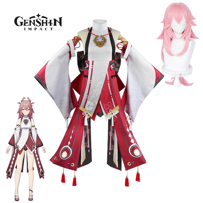   Yae Miko Cosplay Κοστούμια Anime Guuji Yae Deguisement φόρεμα περούκας Αποκριάτικες στολές για γυναίκες